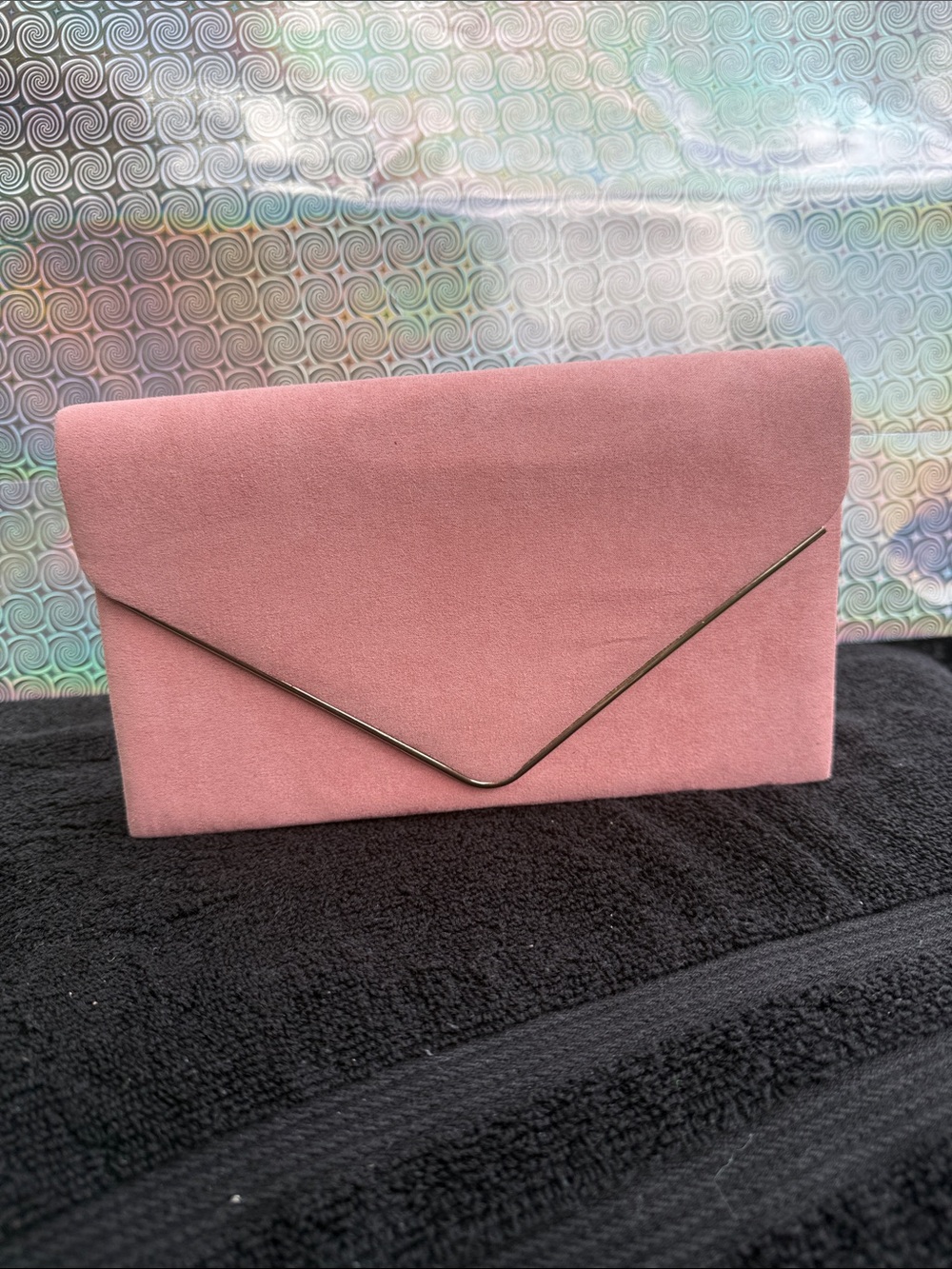 Pink Suede Envelope Clutch